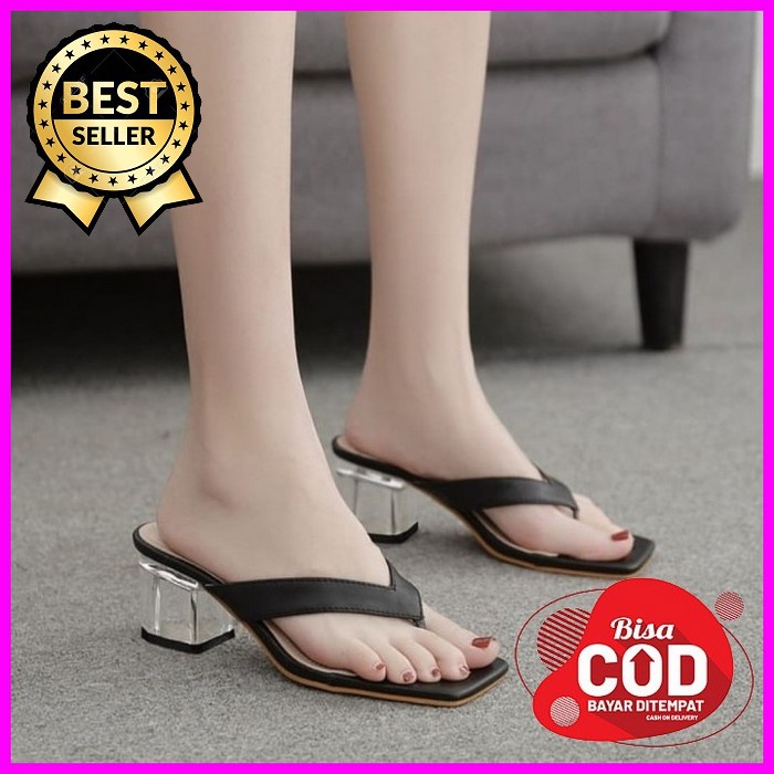 Sandal Heels Wanita Import Terbaru Michelle Cla A836 5 Termurah S HI882 Hak Kaca Tahu Premium Us83