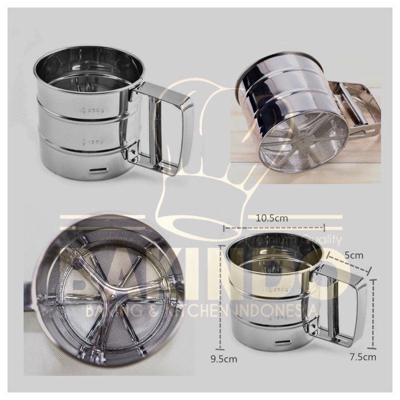 BAKINDO CANGKIR SARINGAN TEPUNG STAINLESS STEEL - Ayakan Penyaring Tepung Mesh Stainless