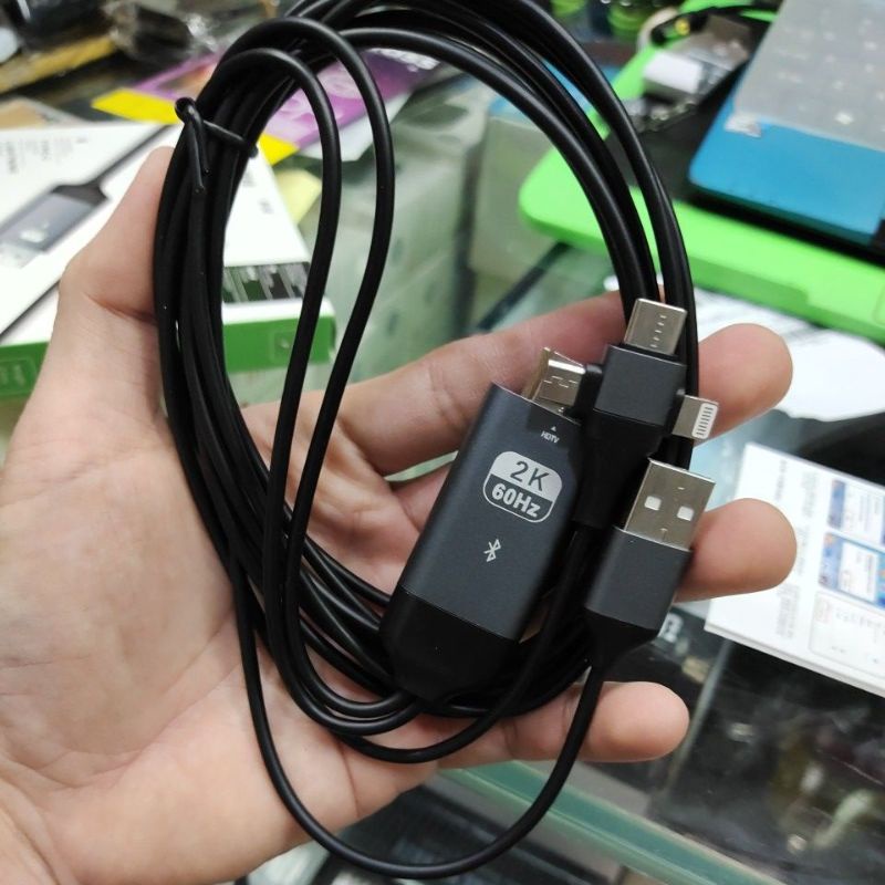 HDTV KABEL 3IN1 TYPE C + LIGHTNINIG + MICRO V8 KABEL HDMI BUAT HANDPHONE KE TV