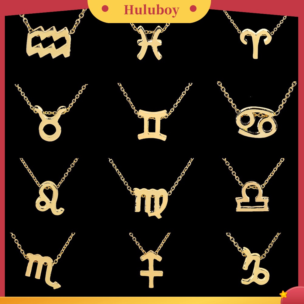 Hu Hu Hu Hu Hu Alat Bantu Pasang Kacamata♡ Kalung Rantai Dengan Liontin Dua Belas Rasi Bintang Untuk Wanita
