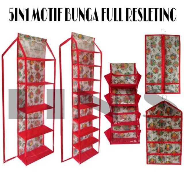 PAKET 5IN1 MOTIF RAK  GANTUNG  RESLETING  RAK  TAS RAK  