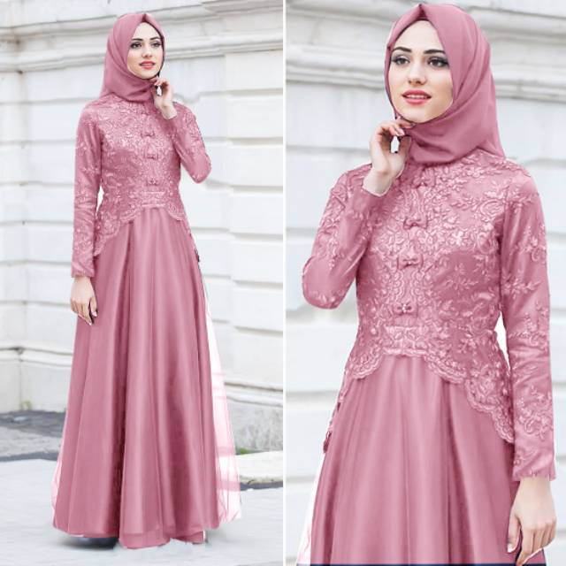 Baju Gamis Muslim Terbaru 2021 Model Baju Pesta Wanita kekinian Bahan Kekinian Busana gaun remaja