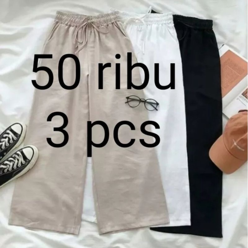 PROMO 50 RIBU DAPAT 3 PICS... CELANA KULOT POLOS WANITA/KULOT LINEN BAHAN HYGET/KULOT POLOS WANIT/CELANA POLOS WANITA TERMURAH/CELANA KULOT POLOS RIBON PANTS/KULOT TERBARU.