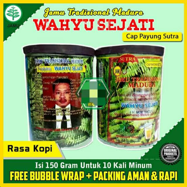 Jamu tradisional madura wahyu sejati, cap payung sutra, ramuan madura rasa kopi