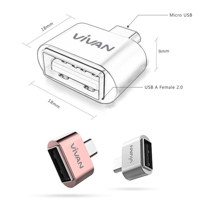 BEST SELLER VIVAN VOCU20 / VOC-U20 OTG Micro Usb adapter 2.1Ampere