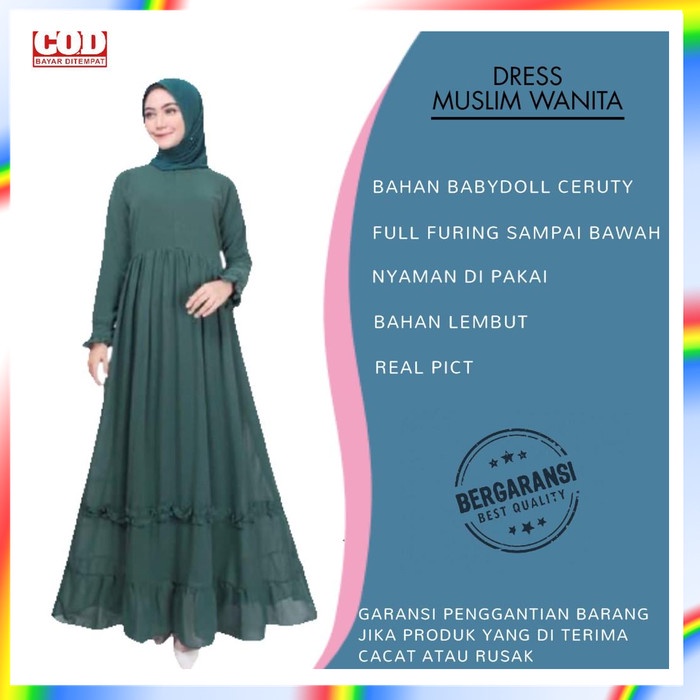 Unik Baju Gamis Pesta Ceruti Wanita Muslim Terbaru 2021 Lebaran Gamis