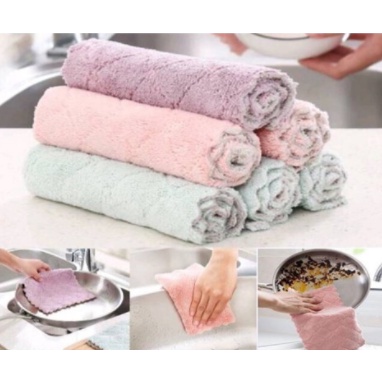 25cm x25cm kain microfiber anti minyak lap meja dish piring serbaguna