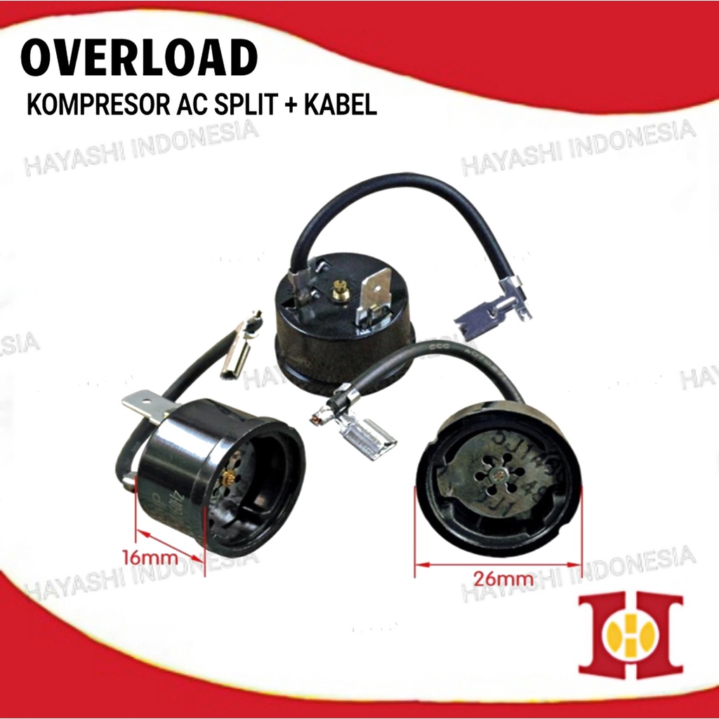 Overload Kompresor AC Split Bulat Kabel 1/2 3/4 1 11/2 2 0.5 1.5 PK HP