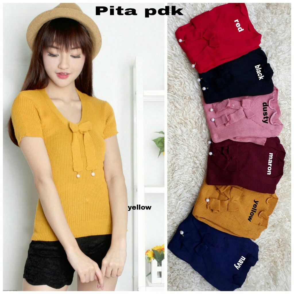 BLOUSE RAJUT PITA LENGAN PENDEK