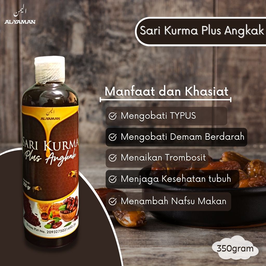 Sari Kurma Plus angkak 350gram dan Madu Hitam Pahit insulin Al Yaman 500gram untuk menjaga kesehatan mengatasi demam menaikan trombosit dan menurunkan kadar gula darah