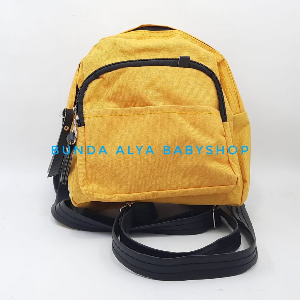 Tas Ransel Wanita Mini Yuqi Warna Polos Desain Simple - Ransel Bag Backpack Real Pict Trw