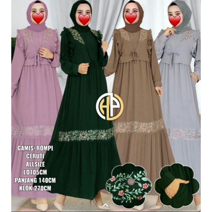 Gamis plus Rompi  ceruty all size