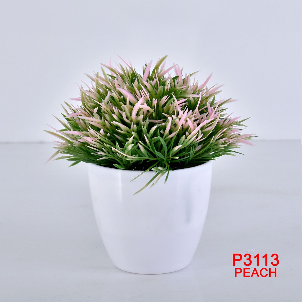COD / TL88 POT TANAMAN  BUNGA HIAS DEKORASI RUANGAN BUNGA PLASTIK HIAS P3113-PEACH