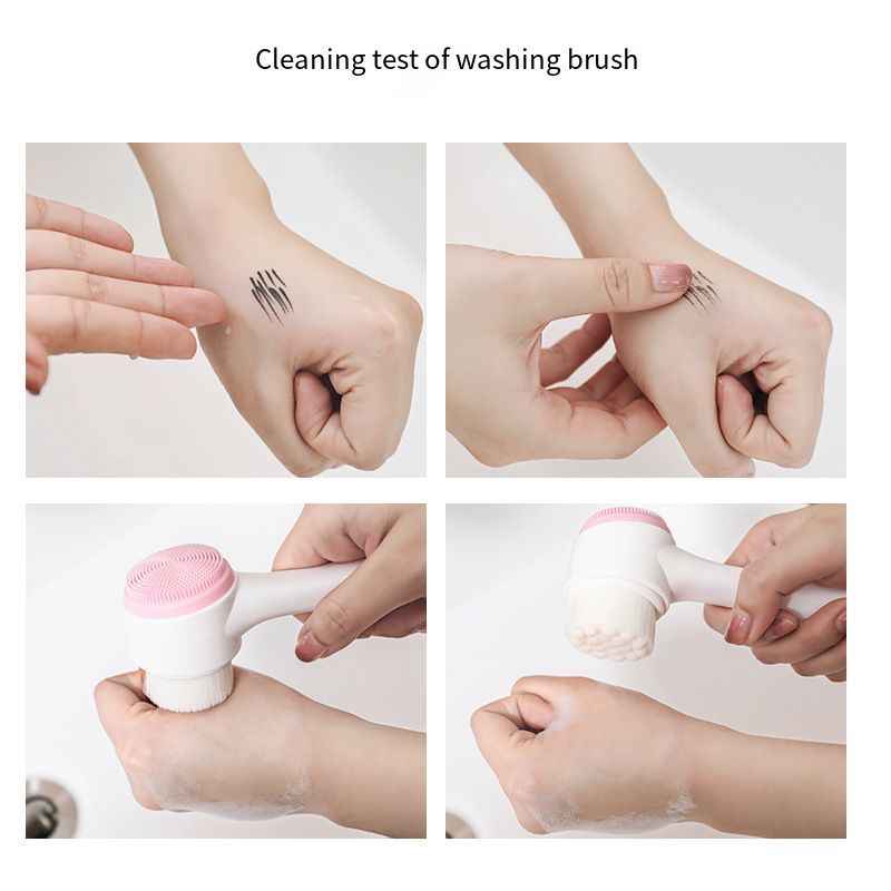 Alat Cuci Muka 2in1 Facial Brush Cleansing Silicone Sikat Pembersih Wajah 2 Sisi Silikon Bulu Halus