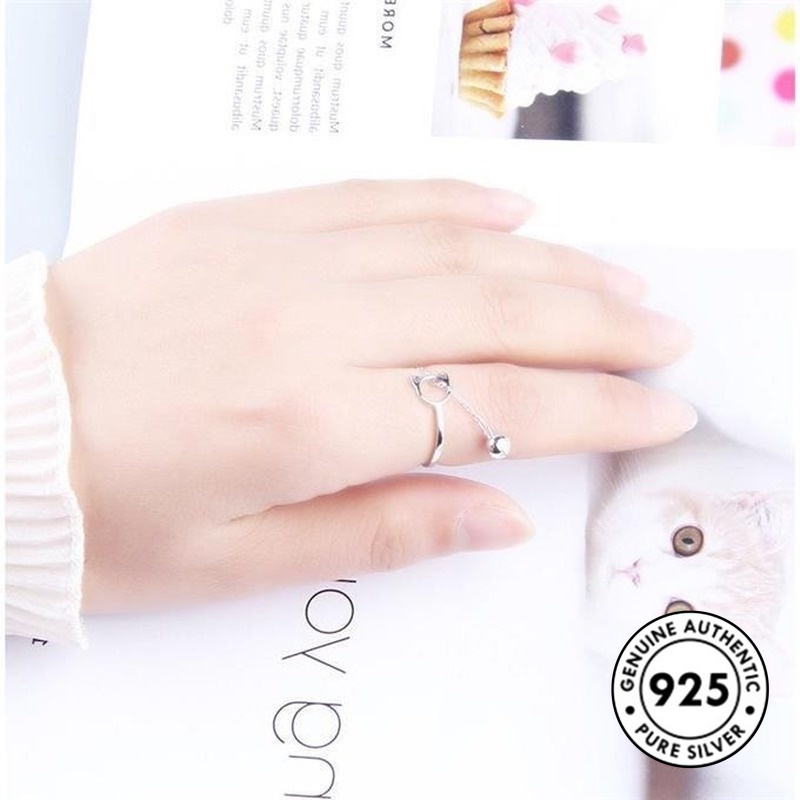 Cincin Sterling Silver 925 Minimalis Model Terbuka Dengan Lonceng Untuk Wanita