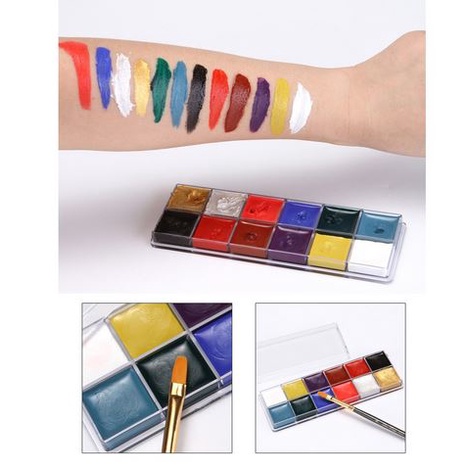 palet 12 warna face body paint painting makeup oil special effect lukis wajah