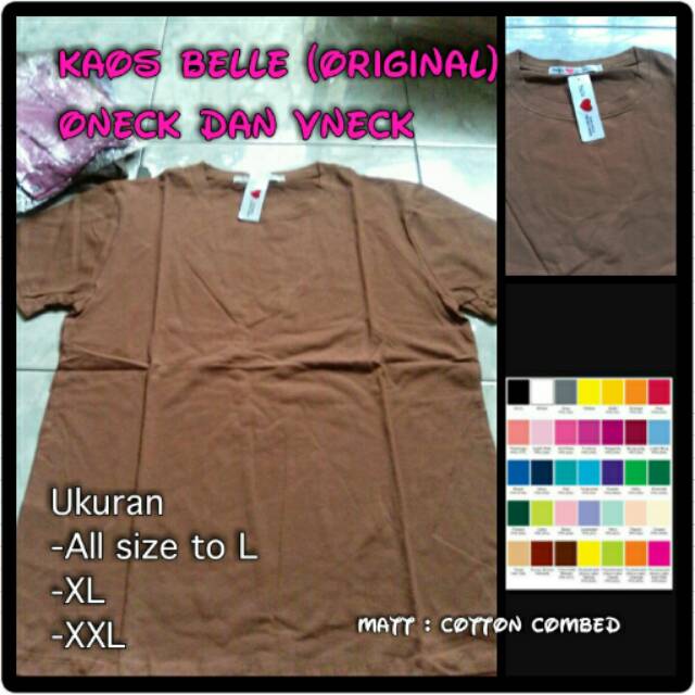 Kaos belle lengan pendek basic tee o v neck