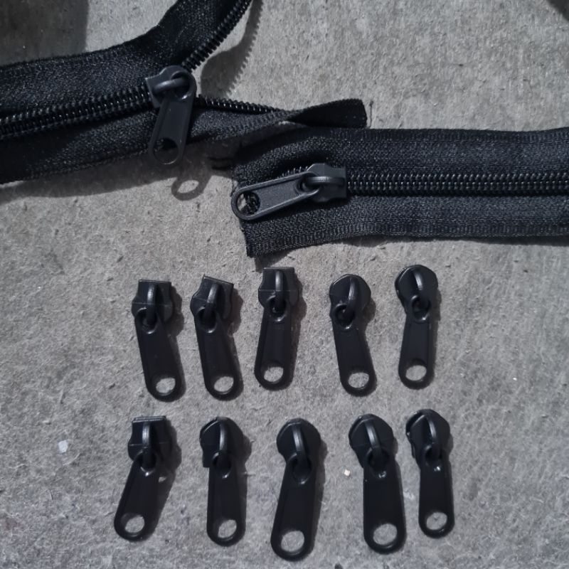 [Karung] Kepala Resleting No. 5 Plastik Hitam