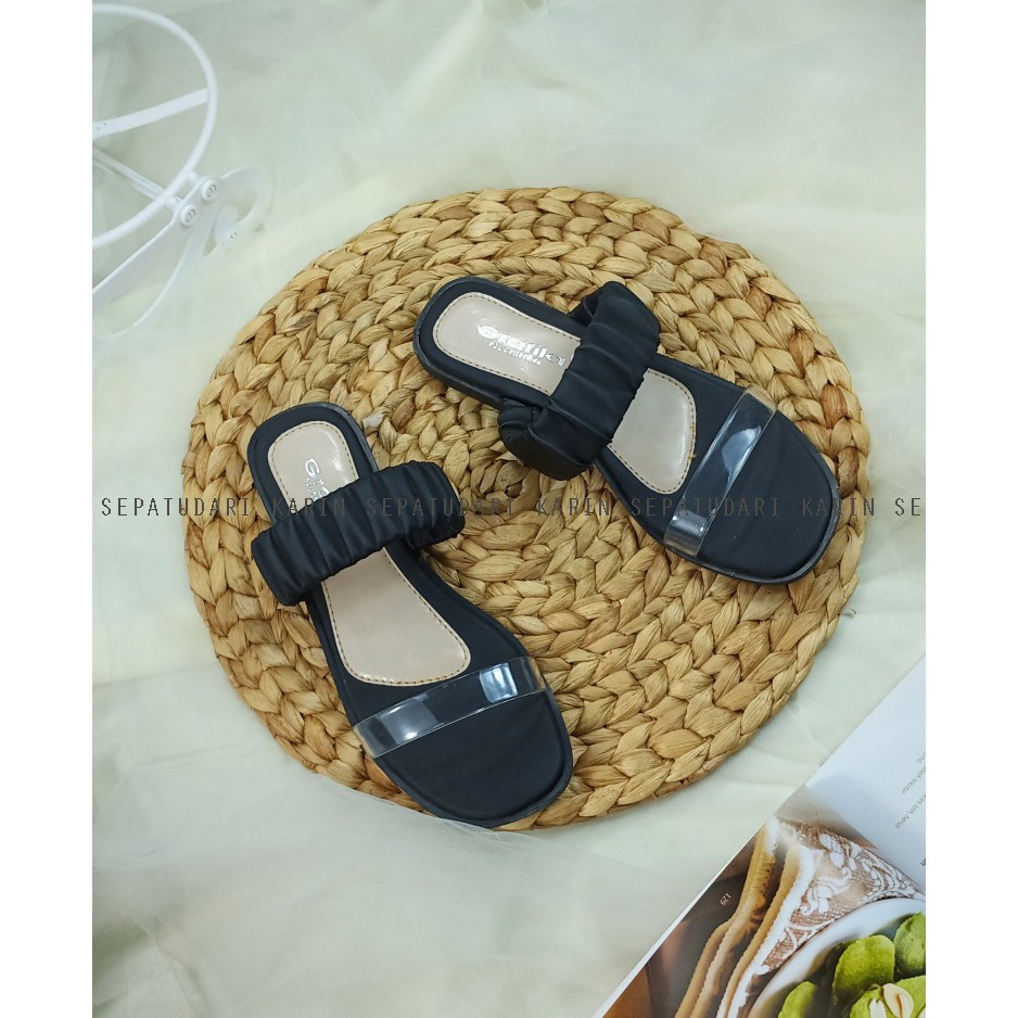 Sepatudari Karin Real Pic Sandal flat wanita Sandal Slop KR-SDF0045