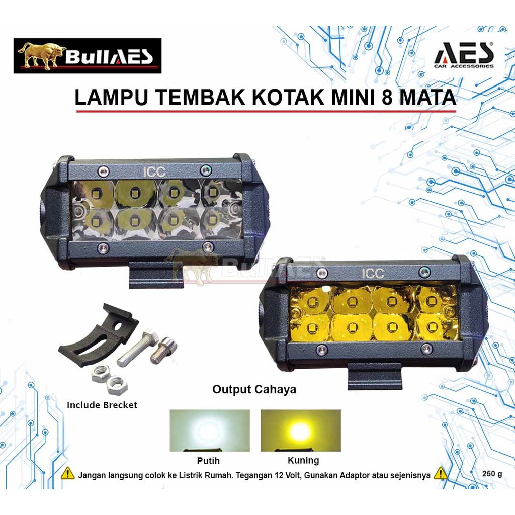 Cree Work Light 8 Mata Led Lampu Sorot Universal PUTIH