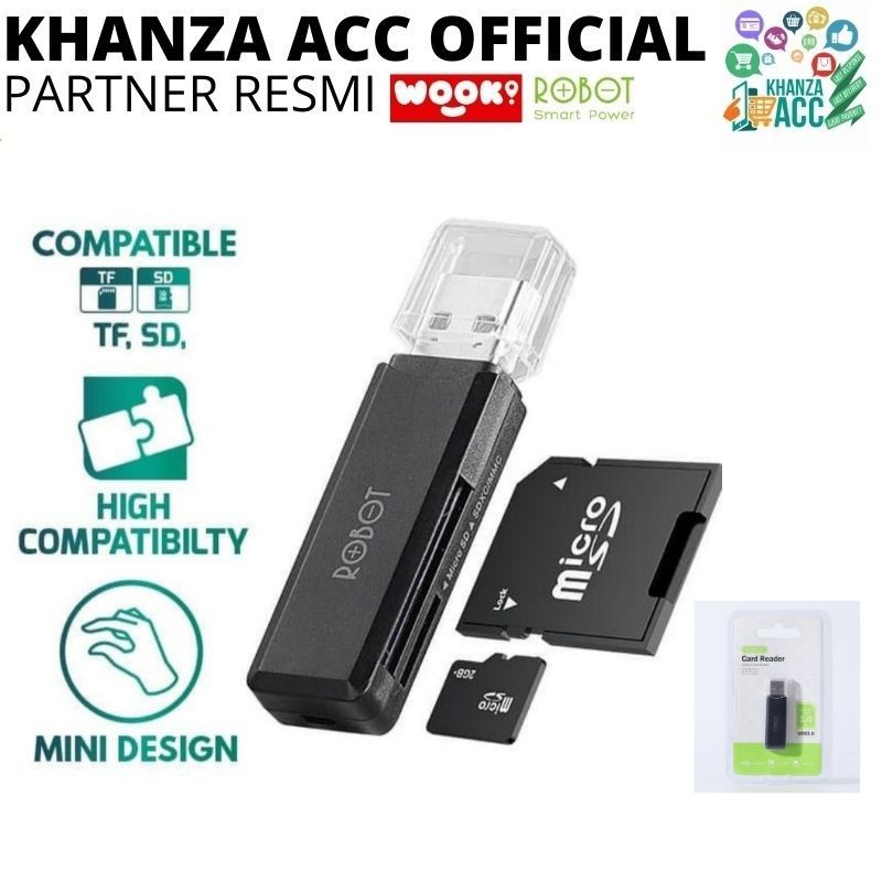 KHANZAACC Robot CR102 Card Reader USB 3.0 Dual Slot Card SD/TF