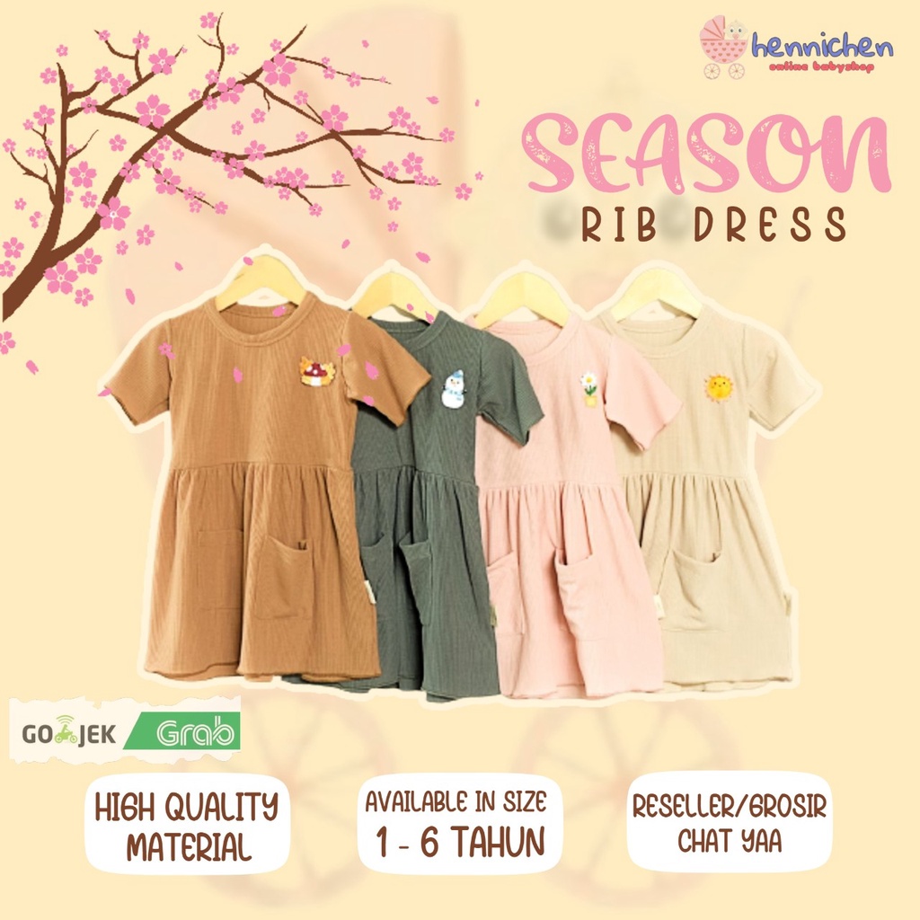 PROMO SEASON RIB DRESS DRESS ANAK PEREMPUAN FASHION ANAK PEREMPUAN 1-6 TAHUN