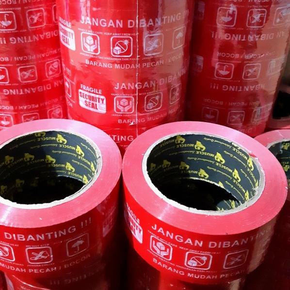 

۝ LAKBAN FRAGILE MERAH 48MM×100MTR FULL JANGAN DI BANTING! BEST QUALITY ♬