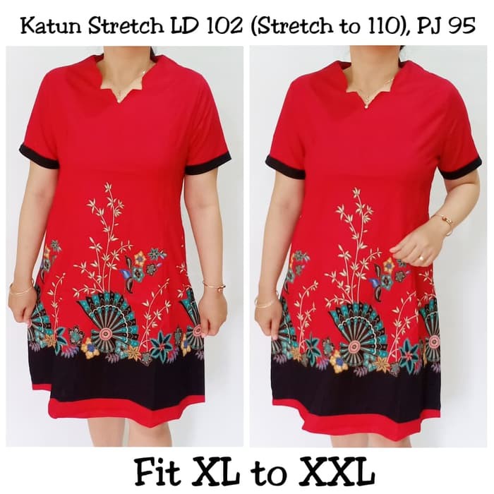 Dress imlek Dress Imlek Merah Kipas/Baju Batik Wanita Katun Murah