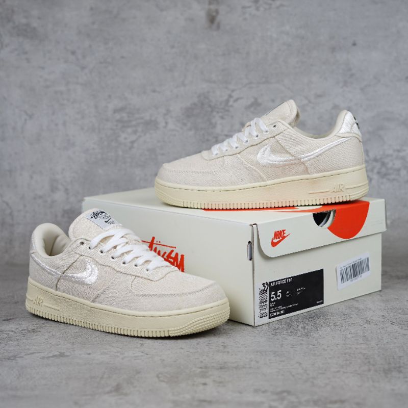 Nik* Air Force 1 Low x Stussy Fossil Stone