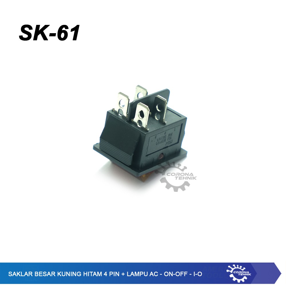 Saklar Besar Hitam 4 Pin - Lampu AC - ON-OFF- I -O