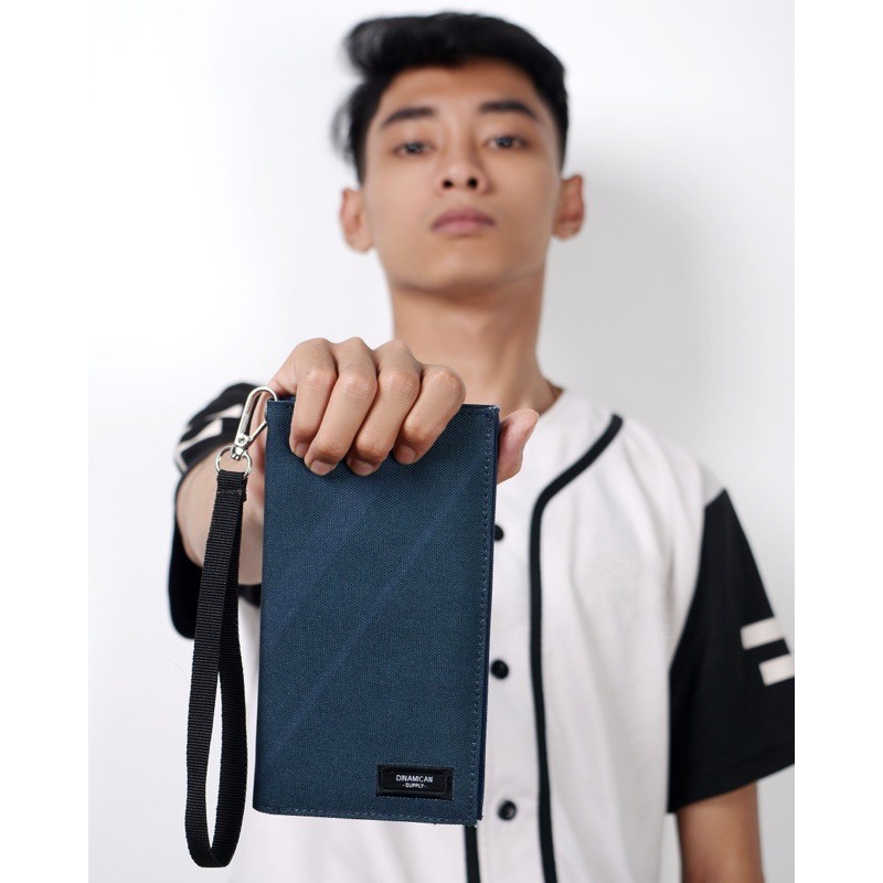 Daylan Dark Blue - Dompet lipat panjang pria dompet kartu cowok donpet laki laki Dinamican Supply