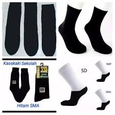 Kaos Kaki Sekolah SD SMP SMA Kaos Kaki Hitam Putih Hitam Polos Putih Polos