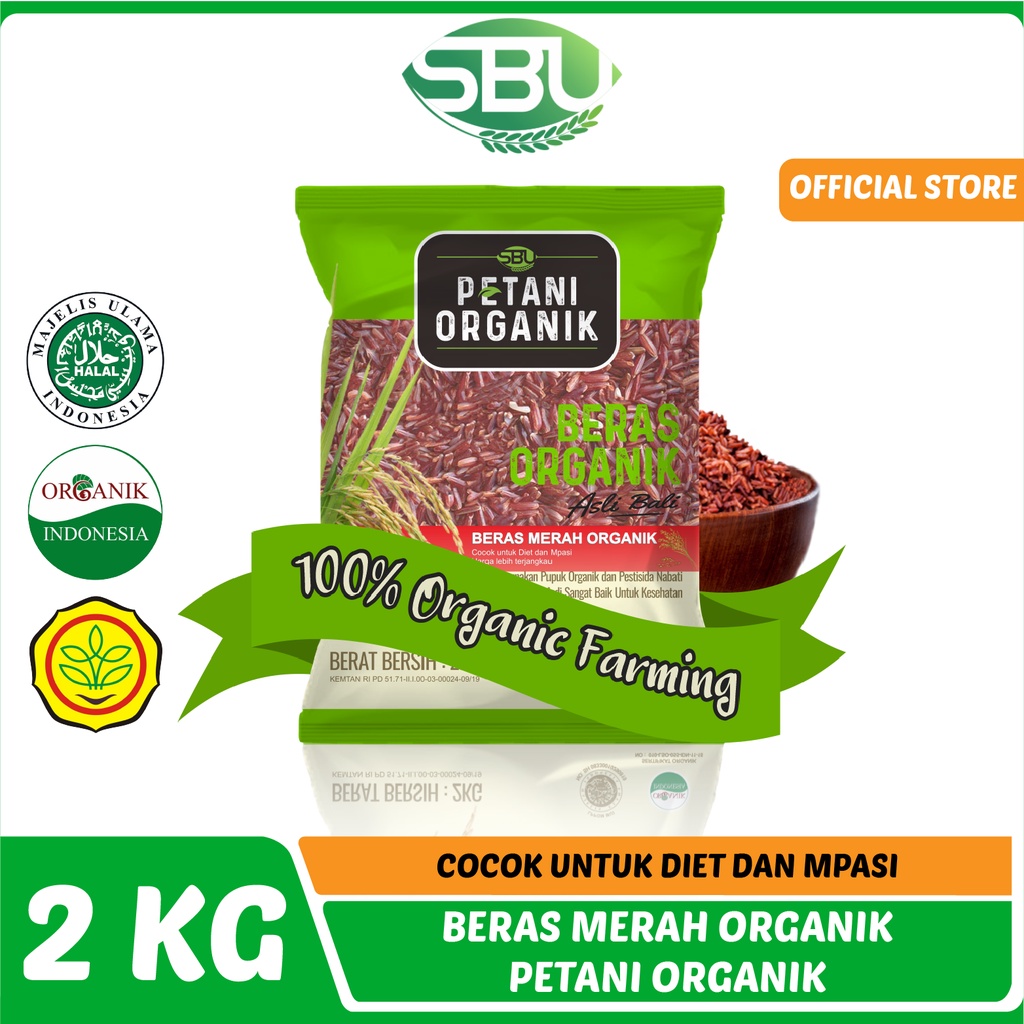 

Beras Organik Merah Petani Organik 2kg / Cocok Untuk Diet dan Mpasi