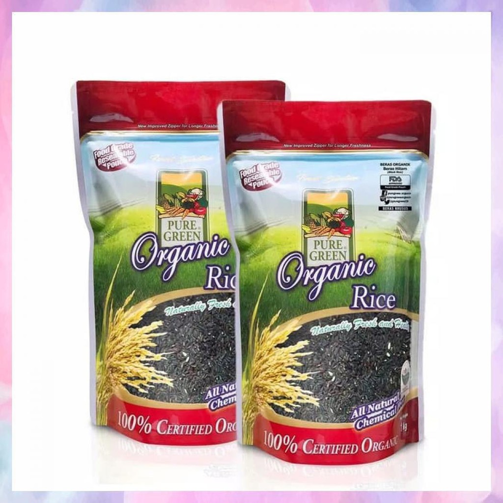 

PUREGREEN ORGANIC RICE BERAS ORGANIK BERAS HITAM - PAKET 2 X 1 KG