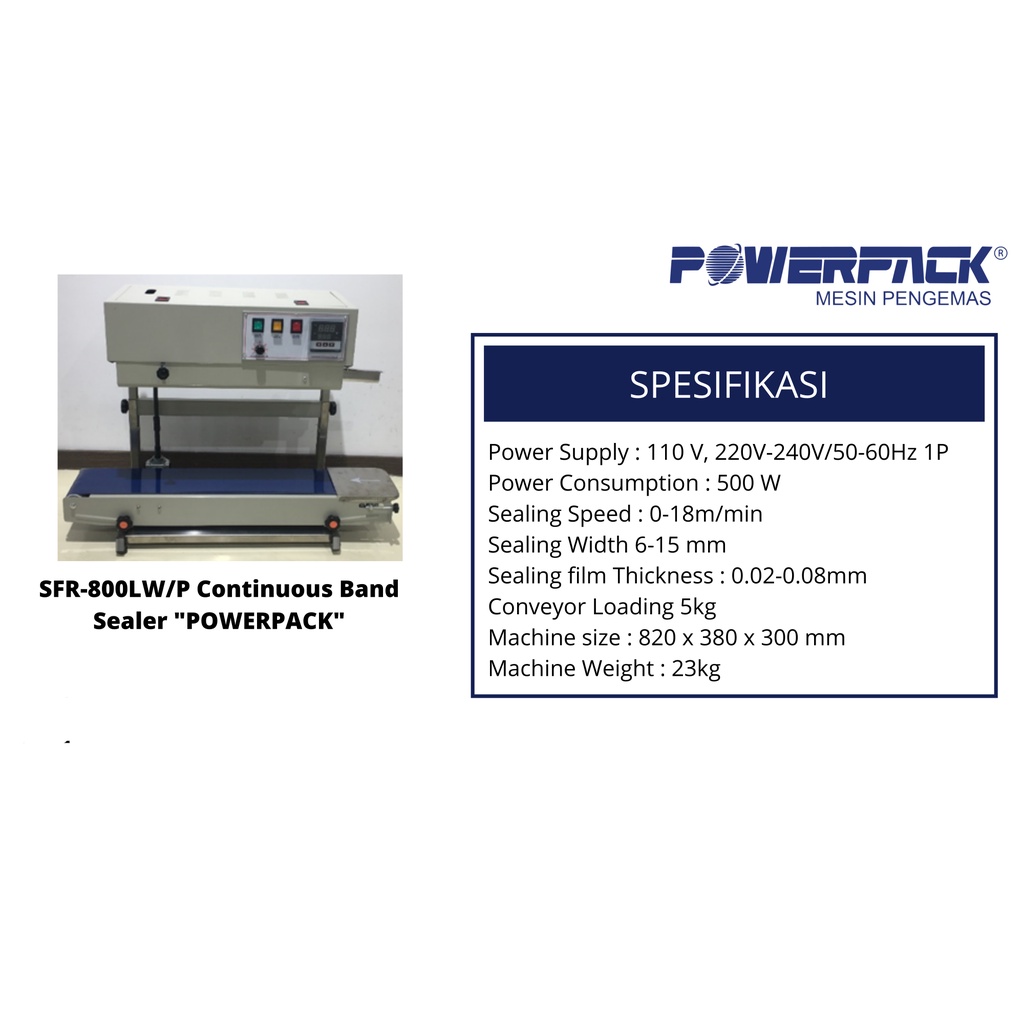 Continous Band Sealer POWERPACK SFR-800LW/P STAND MODEL - Mesin Segel Press Pres Plastik SF 150LWP SF150LW/P POWERPACK