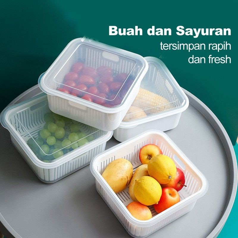 KERANJANG PENGERING SAYURAN BUAH-WADAH SIMPAN KULKAS-KERANJANG BUAH SAYUR-STORAGE SRBAGUNA PENGERING