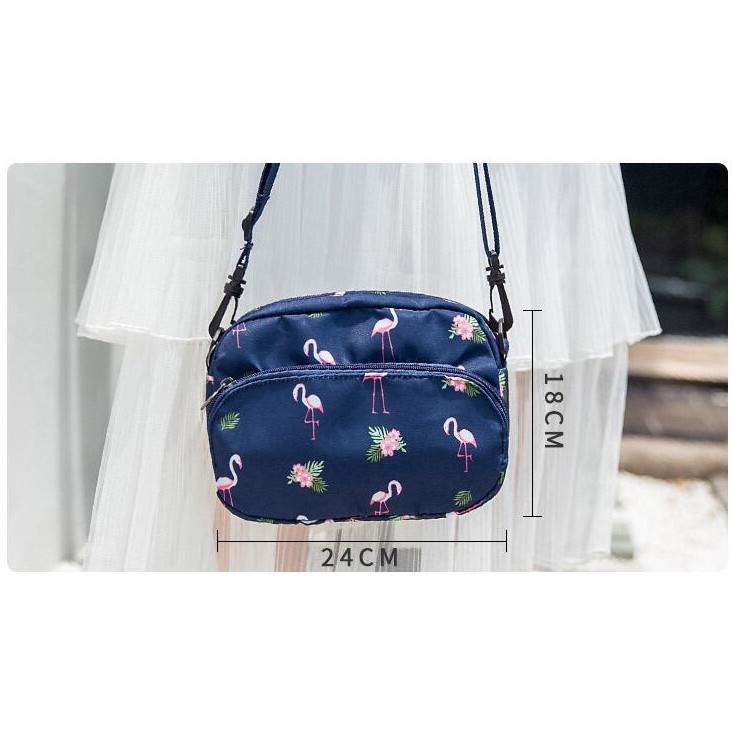 Tas Selempang Flamingo Wanita Bahan Anti Air Import Bag - WE006