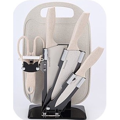 Pisau Set Dapur Stainless steel dan Talenan Warna Pastel promo