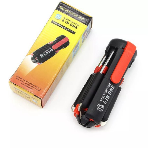 Obeng Set Mini Led 6 in 1 Screwdriver Multifungsi