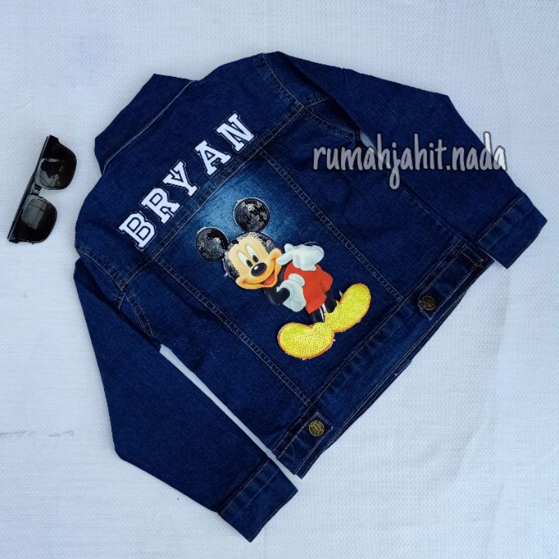 (SIZE BESAR) Jaket jeans costum nama karakter