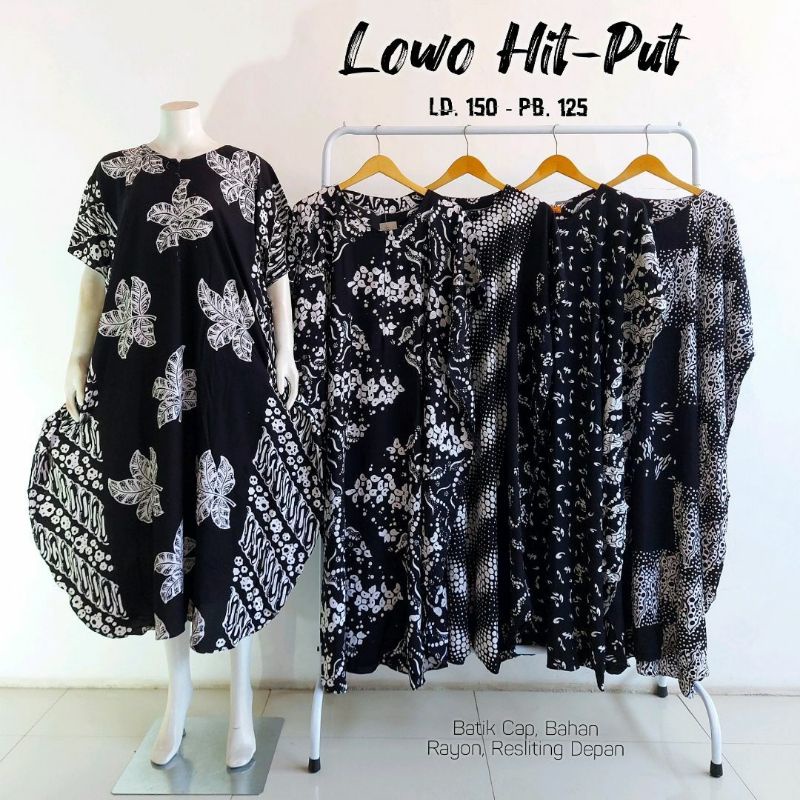 Daster Lowo Batik Cap Hitam Putih Jumbo