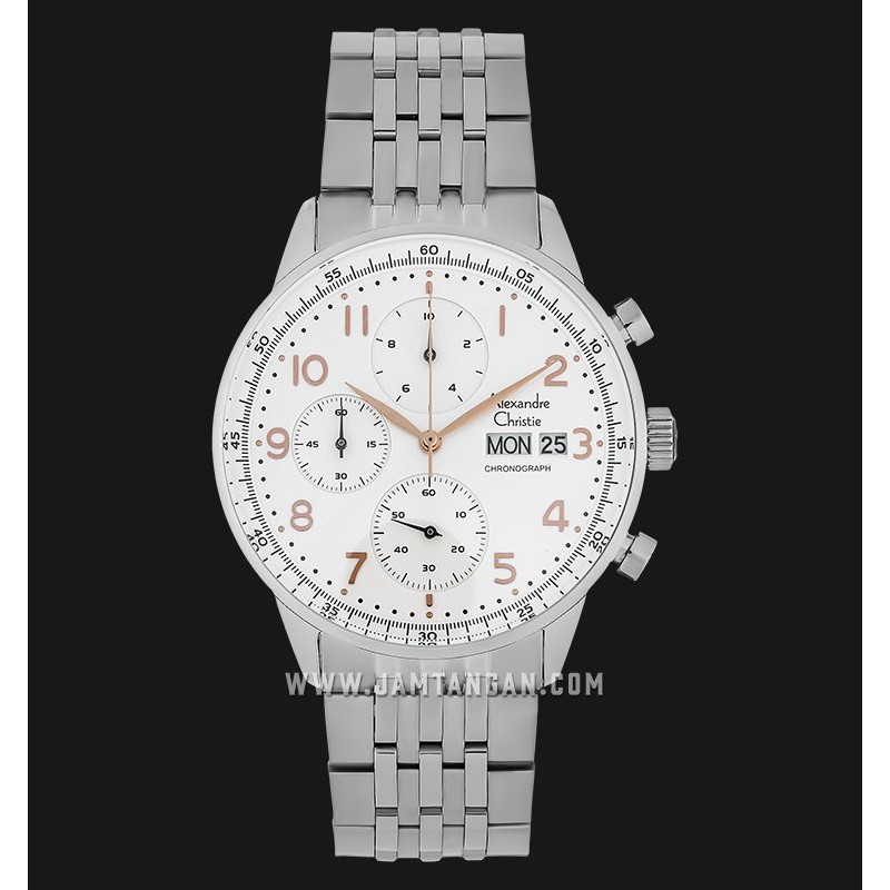 Alexandre Christie AC 6492 MC BSSSLRG Chronograph Men Silver Dial Stainless Steel Strap