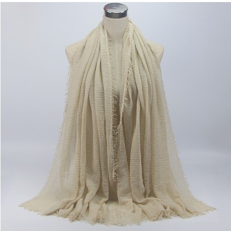 (COD) Hijab Pashmina Jilbab Bahan Katun  Arabian Shawl Cotton Import Quality Wide-C1 CREAM
