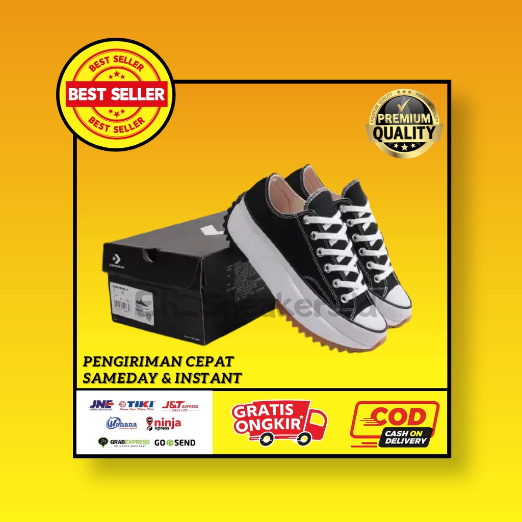 Sepatu Sneakers Wanita Converse Run Star Hike Low Black White  Premium PK Like Ori Sepatu Pria Runni