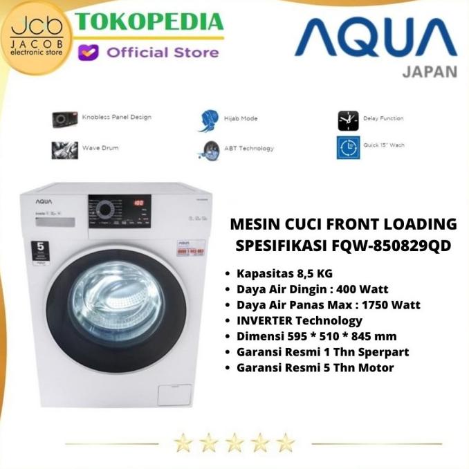 AQUA MESIN CUCI FRONT LOADING AQUA JAPAN FQW 850829 QD INVERTER 8.5 KG Termurah