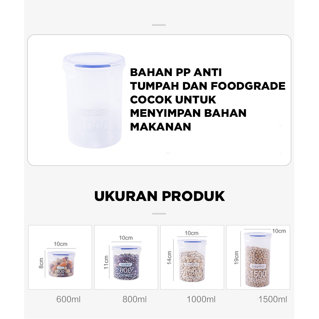 Toples PP Transparan / Tempat Penyimpanan Makanan Ringan Biskuit / Toples Tabung / Toples Plastik