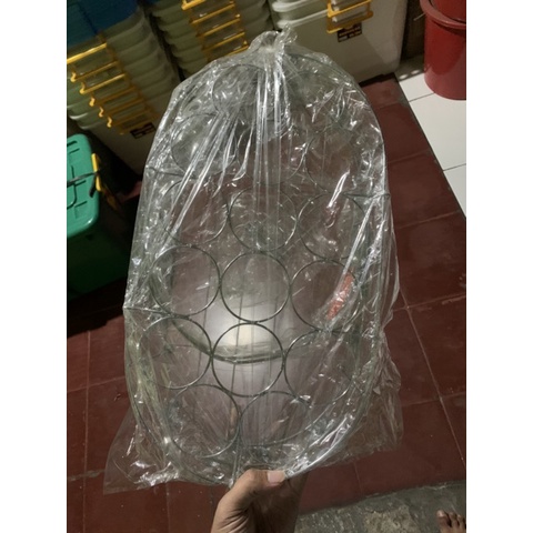 TEMPAT AQUA GELAS KERANJANG TEMPAT RAK AIR MINERAL STAINLESS 16 LUBANG