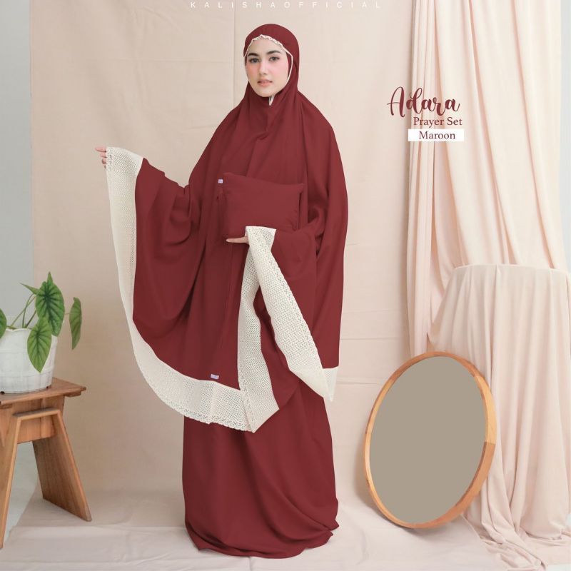 Mukena dewasa traveling premium bahan katun mikro renda panjang ukuran jumbo adem terlaris