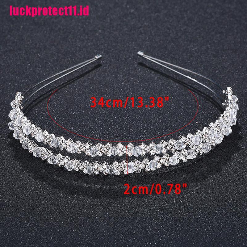 (LUCK) Tiara / Mahkota Kristal Handmade Dua Lapis Untuk Pengantin Wanita