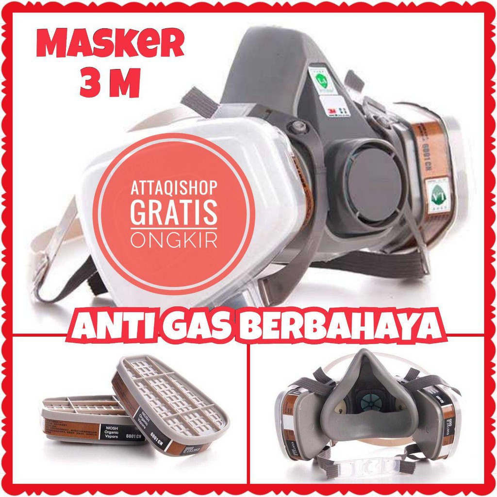 Masker Respirator 3M 6200 Anti Gas Berbahaya Half Face Masker Cat Anti Polusi